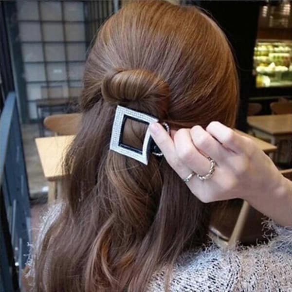 Skinnende Rhinestone Hårklemme Barrette Tilbehør til Kvinder Piger - Sort, as Black