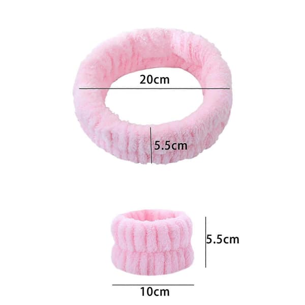 Gjenbrukbart Spa Hodebånd Håndleddsvaskebånd Ansiktsvask Sett Inkluderer 1 Mikrofiber Pink