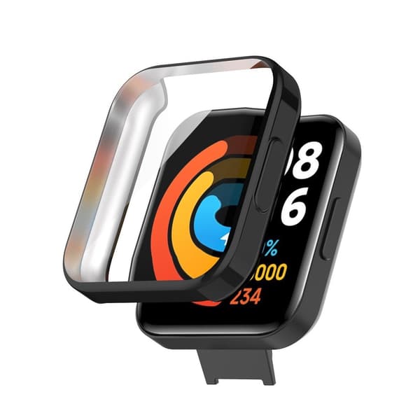 TPU-deksel til Redmi Watch 2 Lite, svart, skjermbeskytter, støtsikkert, slank passform