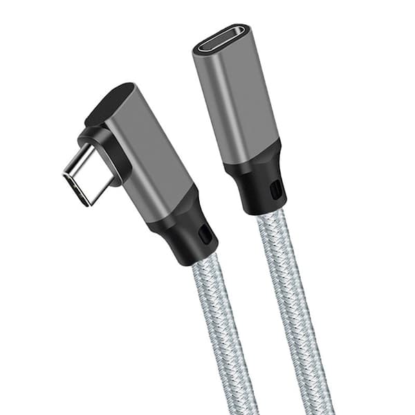 Flettet USB-C forlængerkabel, grå 2m, 10Gbps 4K 100W, dataoverførsel og opladning