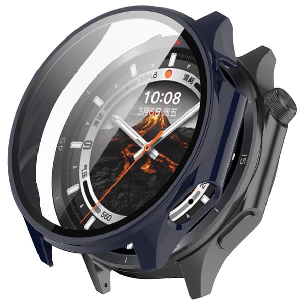 Fodral kompatibelt med OnePlus Watch 3 & OPPO Watch X2, blå, PC + härdat glas, full täckning Blue
