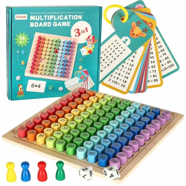 Trä Multiplikationstabell Brädspel, Pedagogisk Leksak för Barn, Lär dig Matematik