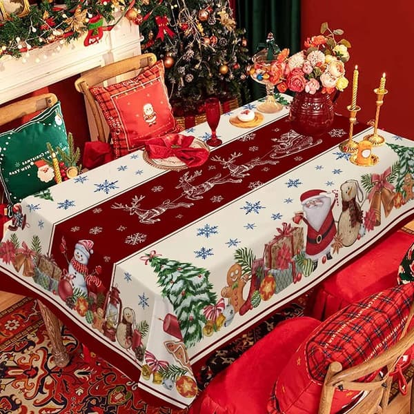Julduk vattentät polyester rektangulär röd juldekoration 150x300cm-11
