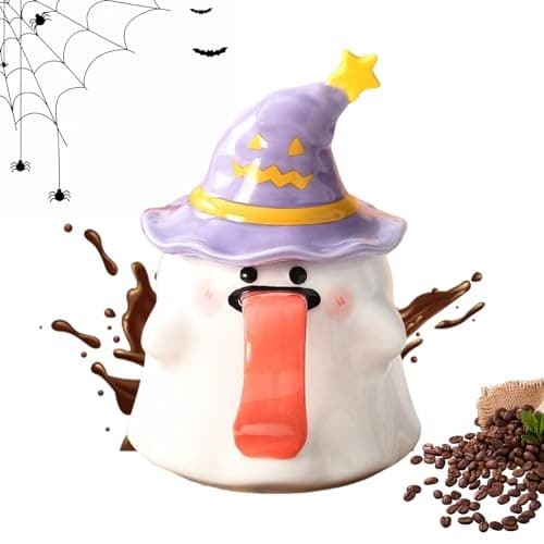 Halloween Spökmugg, Lila Keramisk Kaffekopp, 3.46\" Hög