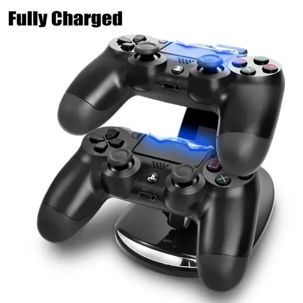 PS4 Dobbelt Controller Opladningsstation, Dobbelt USB Oplader, Sort, Kompatibel med PS4