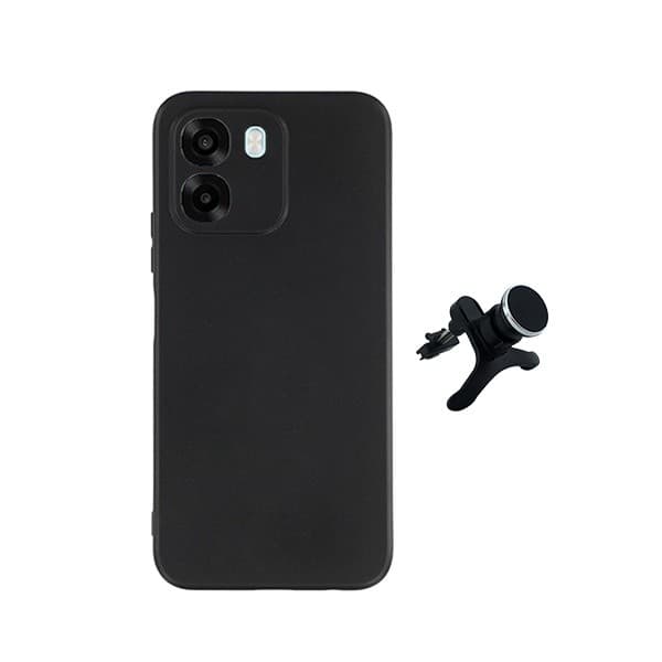 Magnetisk benmonteringssæt med silikoneetui til Oppo A6, sort