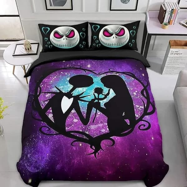 Påslakan The Nightmare Before Christmas, Jack och Sally, Mjukt Andningsbart Allergivänligt 140X210cm