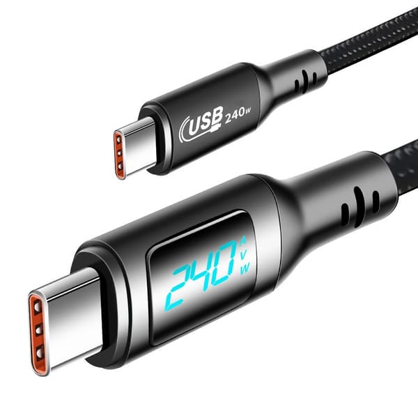 USB-C til USB-C Kabel 240W, 480Mbps Dataoverførsel, 2m, Flettet Nylon 2 m