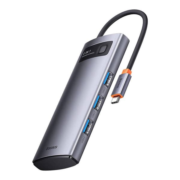 USB C-hub 4-i-1, USB 3.0-adapter, 4x USB 3.0-porter, metall, kompakt