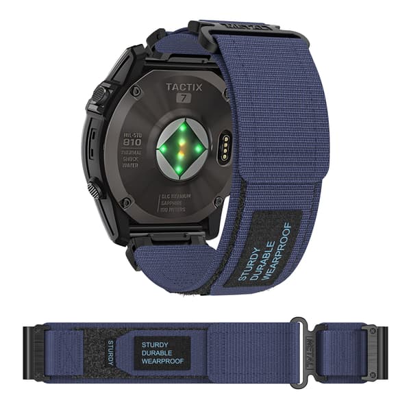 Nylon Urrem til Garmin, Blå, 22mm, Kompatibel med Fenix/Forerunner/Instinct