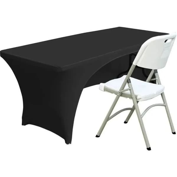Monteret strækdug 6FT/183CM, Spandex Polyester, Sort, til fester