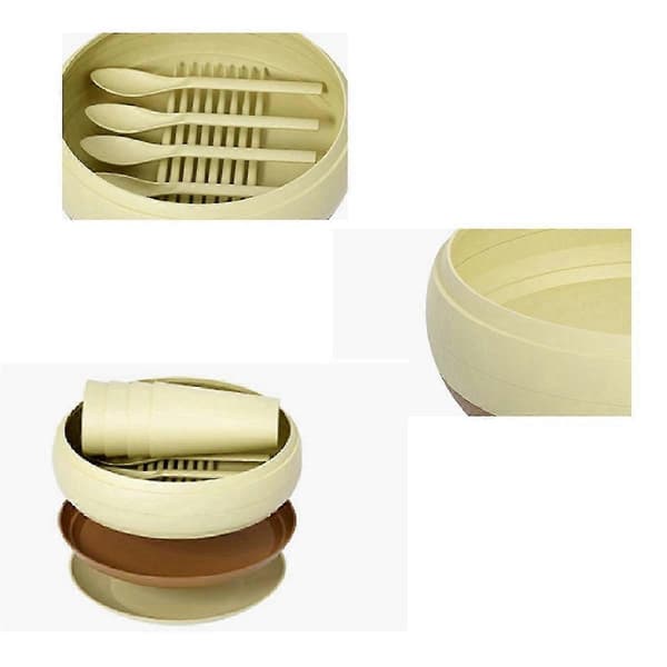 Camping Picknick Servis, (17PCS) Återanvändbart Bestickset, Tallrik och Kopp