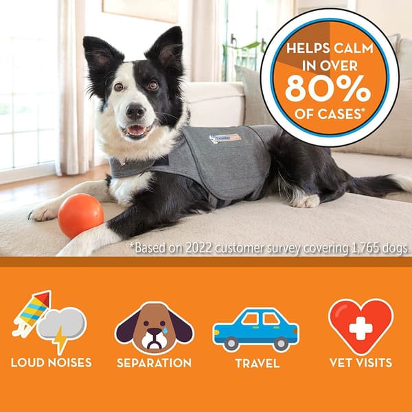 Lugnande ångestväst för hund, mörkgrå, akryl, tryckavlastande husdjurskläder