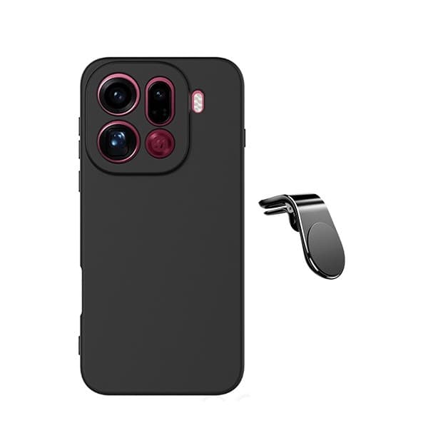 Flydende silikonecover med magnetisk monteringssæt til Oppo Find X9 Pro, sort