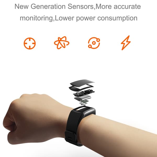Fitness Tracker med Puls, Søvnmonitor, Skridttæller, IP67, Sort