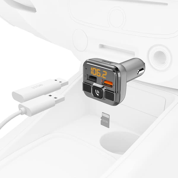 Bluetooth FM-sändare, handsfree-bilsats, QC 3.0 USB-laddare