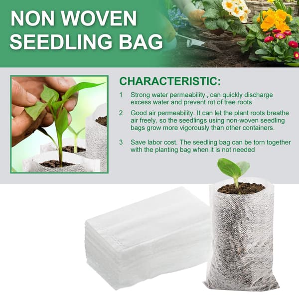 Ovävda växtodlingspåsar, 100-pack, plantskolkrukor för plantor, fruktskydd