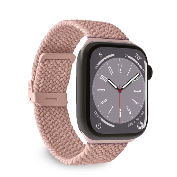 Elastisk Nylon Armbånd til Apple Watch 38-41mm, Strækbart Flettet, Pink