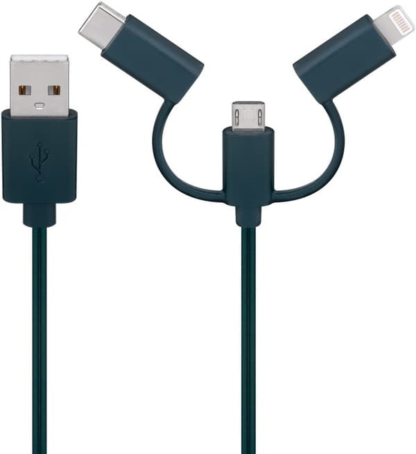 USB-latauskaapeli LED-valoilla, 90 cm, monivärinen, älypuhelimille, Micro-USB, USB-C, Lightning
