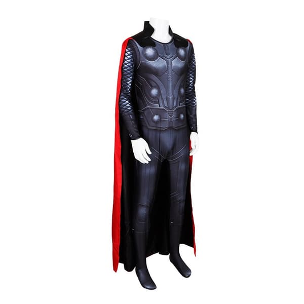 Thor Cosplay Kostume, Sorte Tights & Kappe Sæt, Mænds Halloween Superhelte Outfit