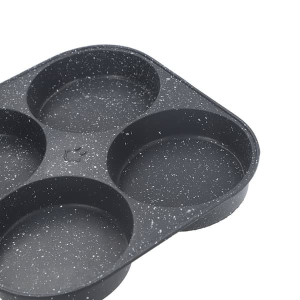 4-hulls stekepanne for egg, varmefølsom silikon aluminium, non-stick pannekakepanne med håndtak