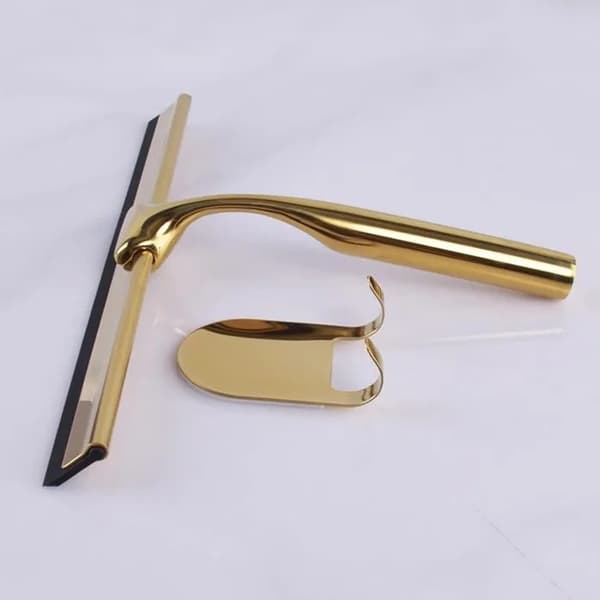 Guld rustfrit stål bruseskraber, 25 cm, silikoneblad, til badeværelsesglas