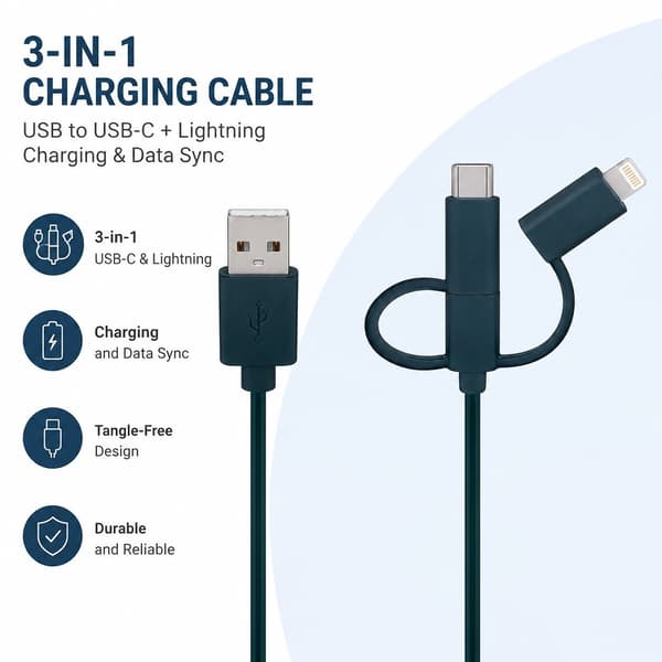 USB-latauskaapeli LED-valoilla, 90 cm, monivärinen, älypuhelimille, Micro-USB, USB-C, Lightning