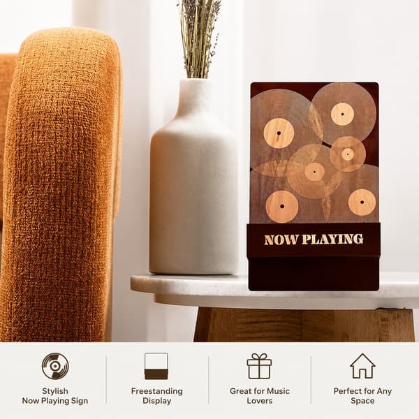 Vinylplateholder i tre, avtakbar heltre, vinklet CD-oppbevaring, multifunksjonell skrivebordsløsning
