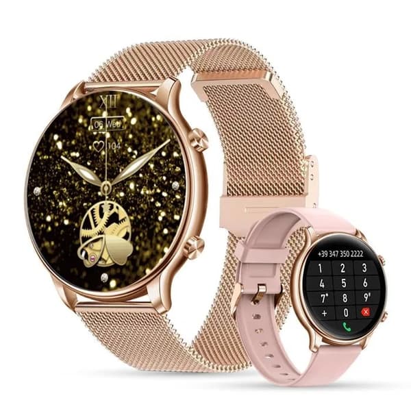 Bluetooth Smartwatch til kvinder, Touchscreen, Fitness Tracker med puls, blodtryk, søvnovervågning, kompatibel med iOS Android