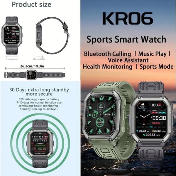 1,8\" AMOLED Smartwatch, Bluetooth 5.2 Opkald, Kompatibel med Android, Puls, Fitness Tracker