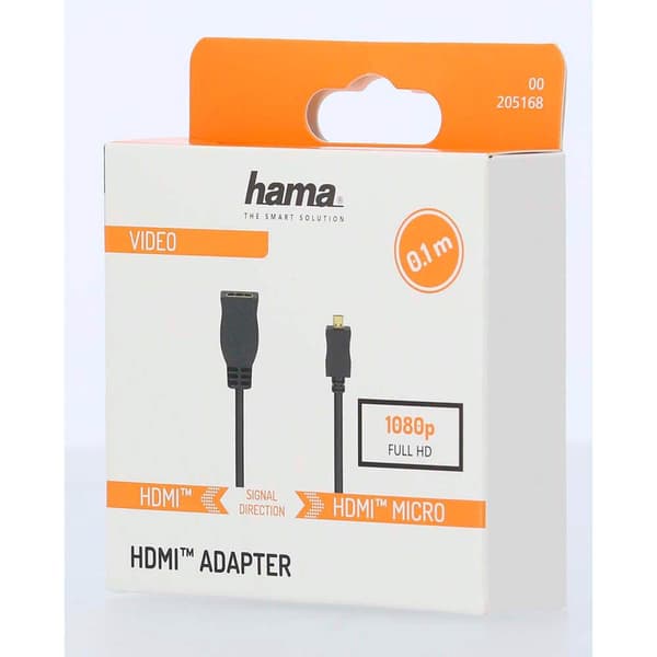 HDMI-adapter Typ D hane till Typ A hona, Micro HDMI till Standard, Guldpläterad, Svart