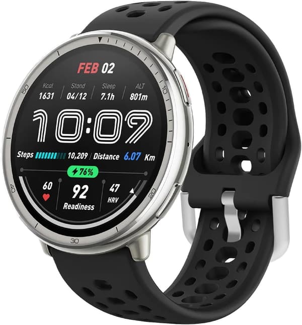 Silikone urrem kompatibel med Amazfit Active 2, sort, slidstærk åndbar rem