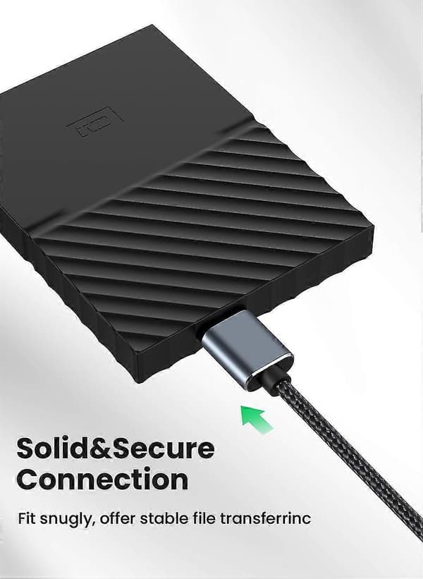 USB C till Micro B-kabel USB 3.0 Typ C 5 Gbit/s dataanslutningsadapter för hårddisk, smartphone, PC, typ C-laddare, kamera, diskkabel 1m
