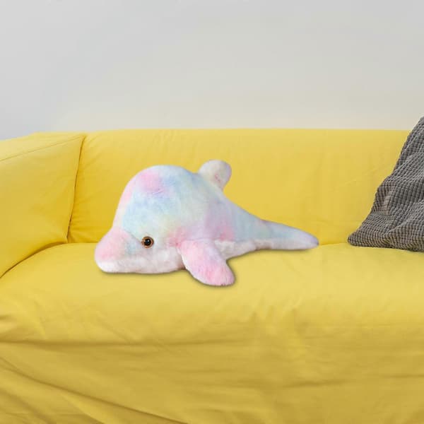 Lysande Plyschleksak Docka Kudde Delfin Docka Heminredning Söt Sovande light up rainbow