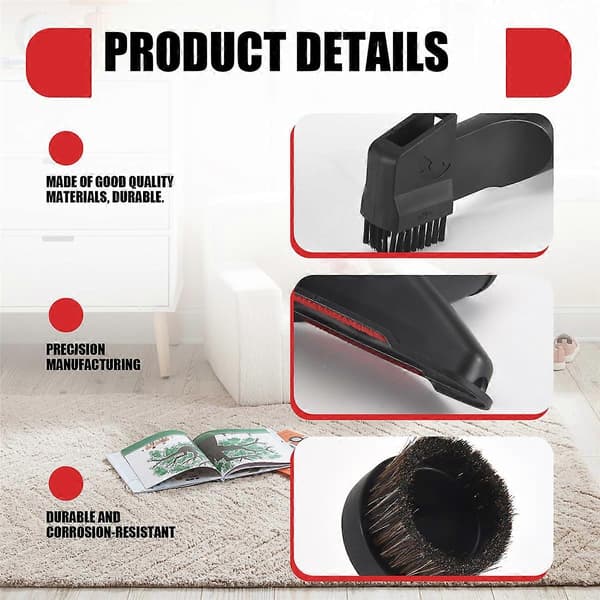 Dammsugartillbehör 32mm Dammsugartillbehör Kit Extra Munstycksset Rengöringsborste Borstar Black