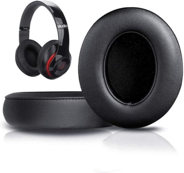 Øreputer til Beats Studio 2.0, erstatningsøreputer, svart, mykt kunstskinn, komfortabel