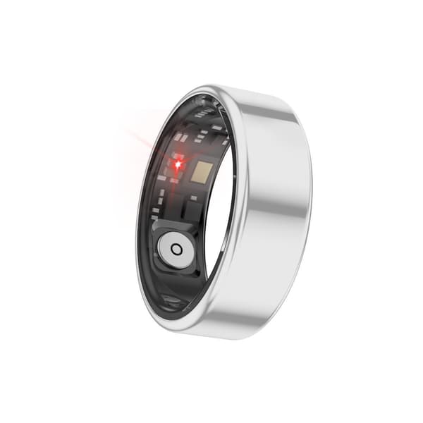 Smart Ring, Sølv, Størrelse 10, 30-dages batteri, IP68 Vandtæt, Puls- & SpO2- & Søvntracker