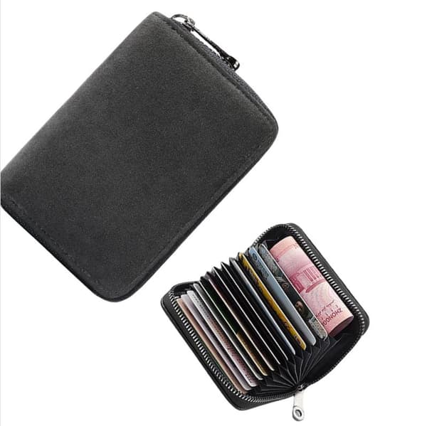 Stor Kapacitet Herrekortholder, Sort, 11 Kortpladser, Kompakt PU-pung Black