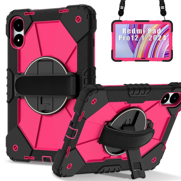 Etui til Xiaomi Redmi Pad Pro 12.1 2024, støtsikkert anti-fall, svart/rosa