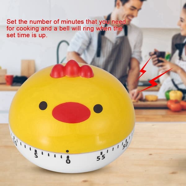 Mekanisk kokketimer, gul kyllingform, manuell kjøkkennedtelling