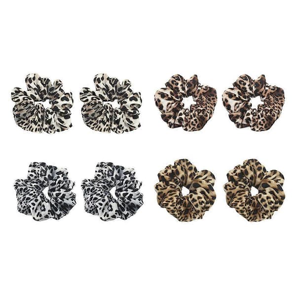 2 stycken Leopard Scrunchies Hårband för Kvinnor Regular Brown Leopard