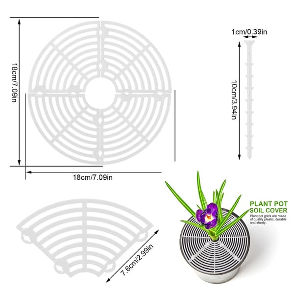 Vit trädgårdsstaket 4 paneler + 8 häftklamrar, diameter, för rabattkant - 19 cm