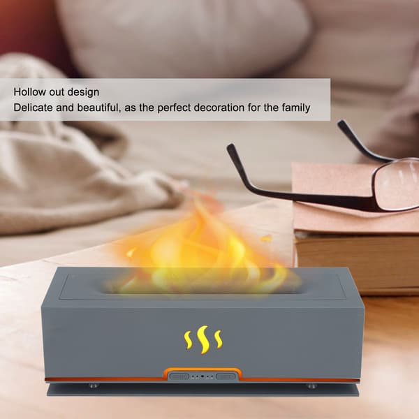 Flamme Aroma Diffuser, Udhulet, Smart LED Lampe, Simulationsflamme, Æterisk Olie Luftfugter
