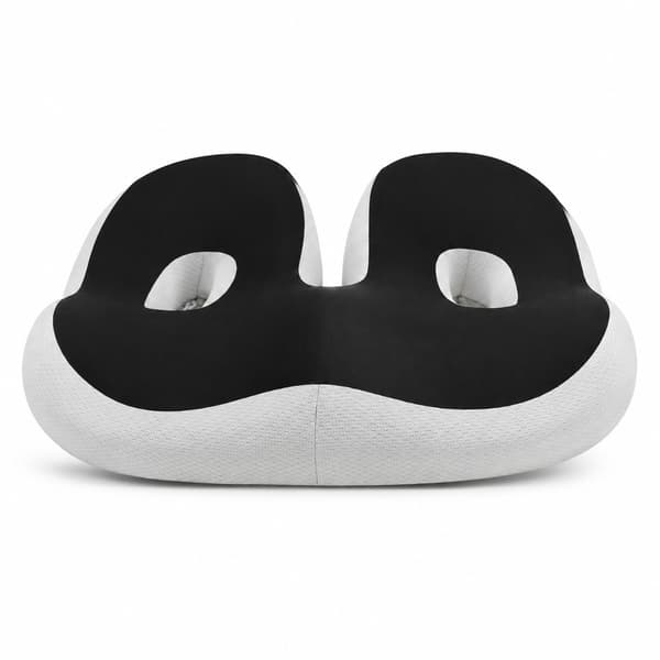 Sædepude i memoryskum, sort, ergonomisk til lindring af halebenesmerter, kontorstol