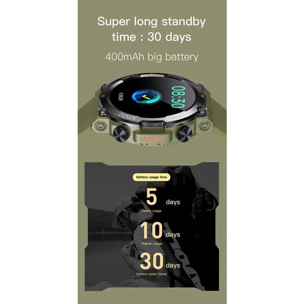 Smartwatch, K56 Pro, Pulsmåler, Søvntracker, 4G, Grøn, Læderrem