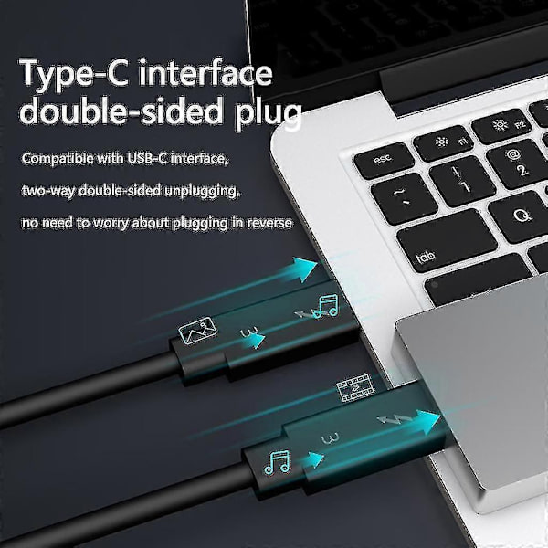 Thunderbolt 3-kabel stöder 100 W snabbladdning 0,7 m 40 Gbit/s dataöverföring
