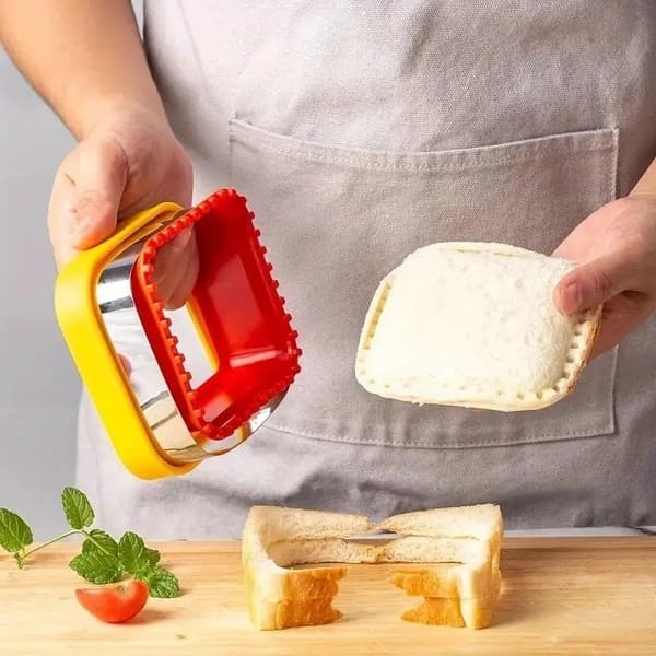 Brødform i rustfritt stål, dinosaurhjerteformet sandwichkutter, toastfruktkutter, rød