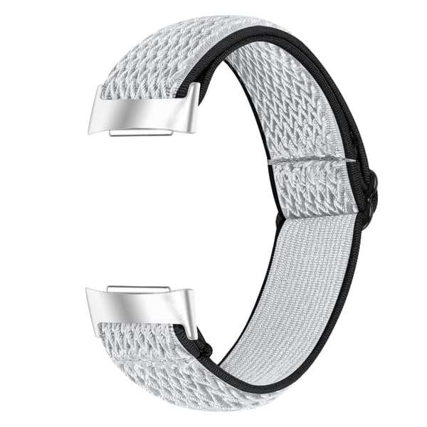 Nylonrem til Fitbit Charge 5, Grå/Sort, Justerbar, Åndbar, Sportsrem