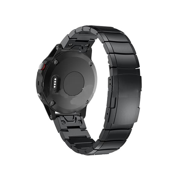 Quick Release Urrem til Garmin Smartwatches, Rustfrit Stål, Sort, 20mm