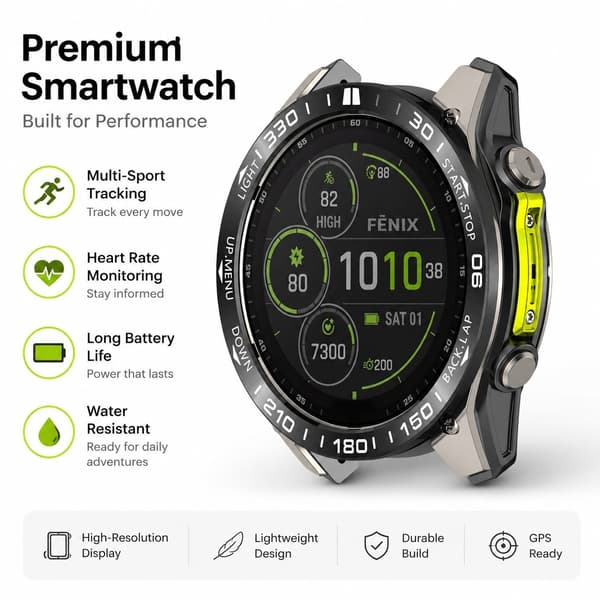 Rustfrit stålramme til Garmin Tactix 8 51mm Solar, sort, beskyttende ramme